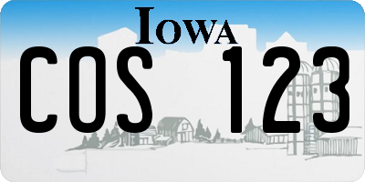 IA license plate COS123