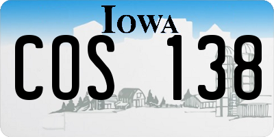 IA license plate COS138