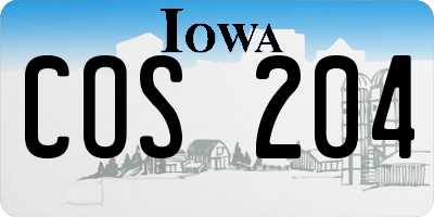 IA license plate COS204