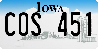 IA license plate COS451