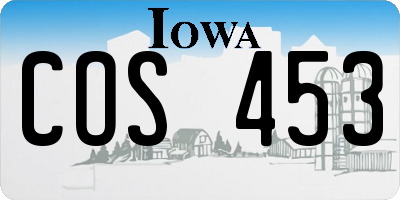 IA license plate COS453