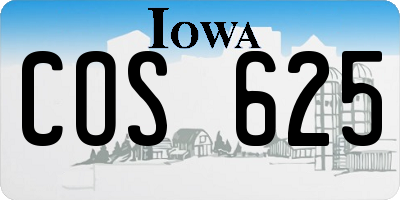 IA license plate COS625