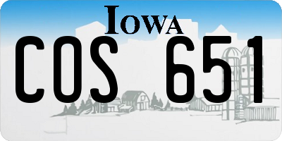 IA license plate COS651
