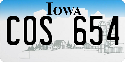 IA license plate COS654