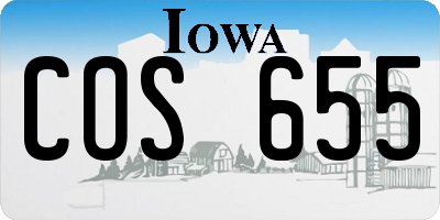 IA license plate COS655