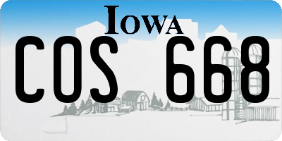 IA license plate COS668