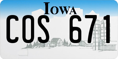 IA license plate COS671