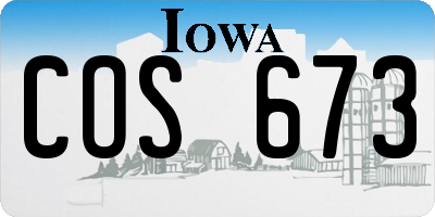 IA license plate COS673