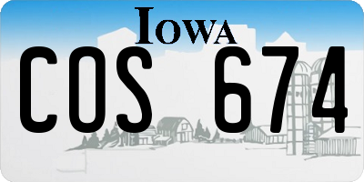 IA license plate COS674