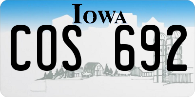 IA license plate COS692