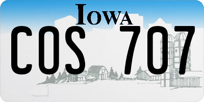 IA license plate COS707