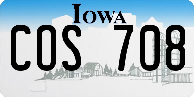 IA license plate COS708
