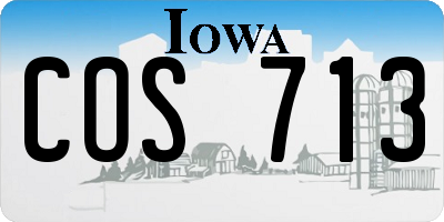 IA license plate COS713