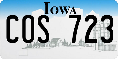 IA license plate COS723