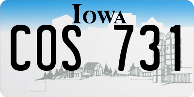 IA license plate COS731