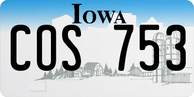 IA license plate COS753