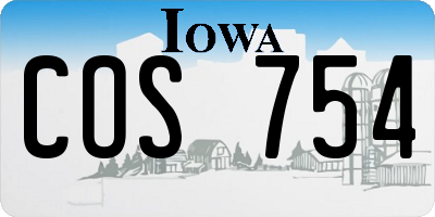 IA license plate COS754