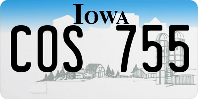 IA license plate COS755