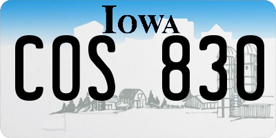 IA license plate COS830
