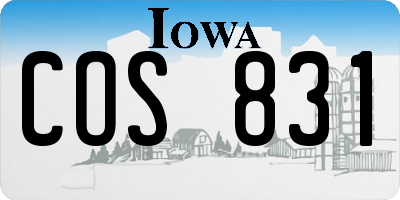 IA license plate COS831