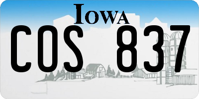 IA license plate COS837