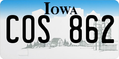 IA license plate COS862