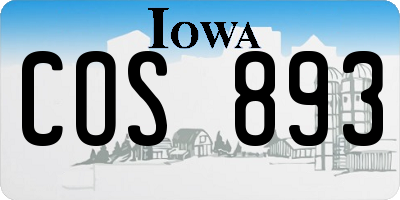 IA license plate COS893