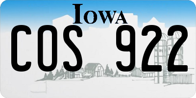 IA license plate COS922