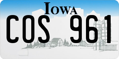 IA license plate COS961