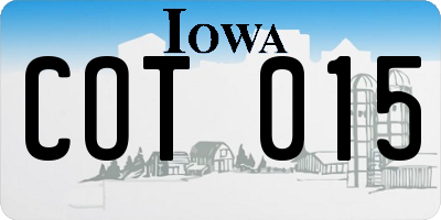 IA license plate COT015