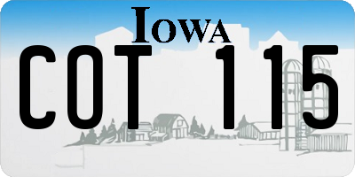 IA license plate COT115