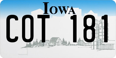 IA license plate COT181
