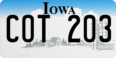 IA license plate COT203
