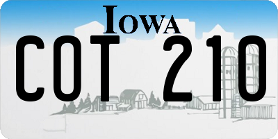 IA license plate COT210