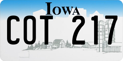 IA license plate COT217