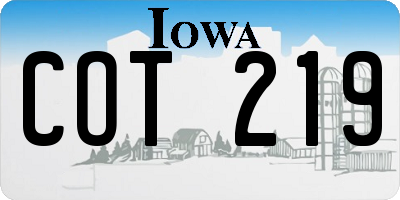 IA license plate COT219