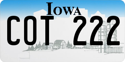 IA license plate COT222