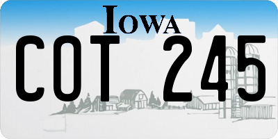 IA license plate COT245