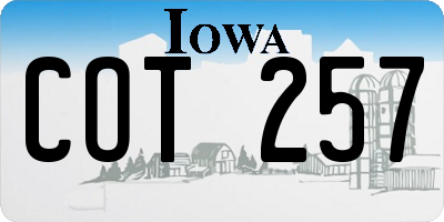 IA license plate COT257