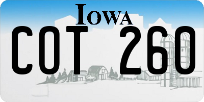 IA license plate COT260