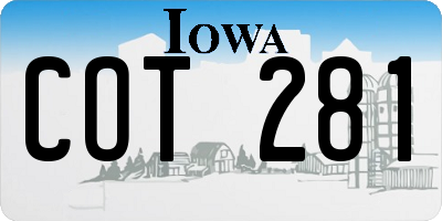 IA license plate COT281
