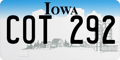 IA license plate COT292