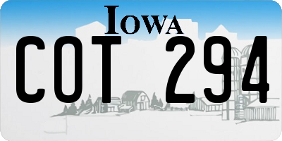IA license plate COT294