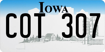 IA license plate COT307