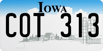 IA license plate COT313
