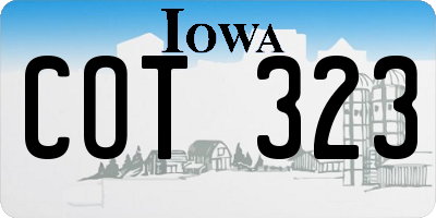 IA license plate COT323