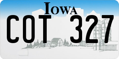 IA license plate COT327
