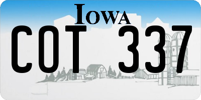 IA license plate COT337