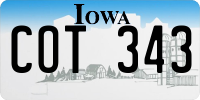 IA license plate COT343