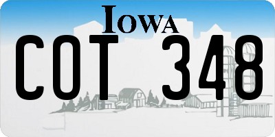 IA license plate COT348